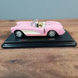 Bburago 1957 Chevrolet Corvette Diecast 1/24 Pink Good Made in Italy Display